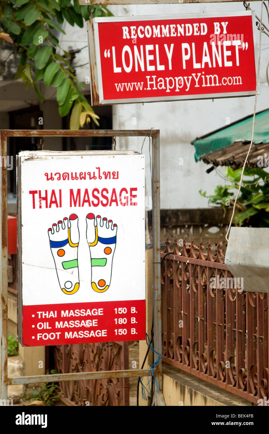 Thai masseur claims Lonely Planet endorsement Stock Photo