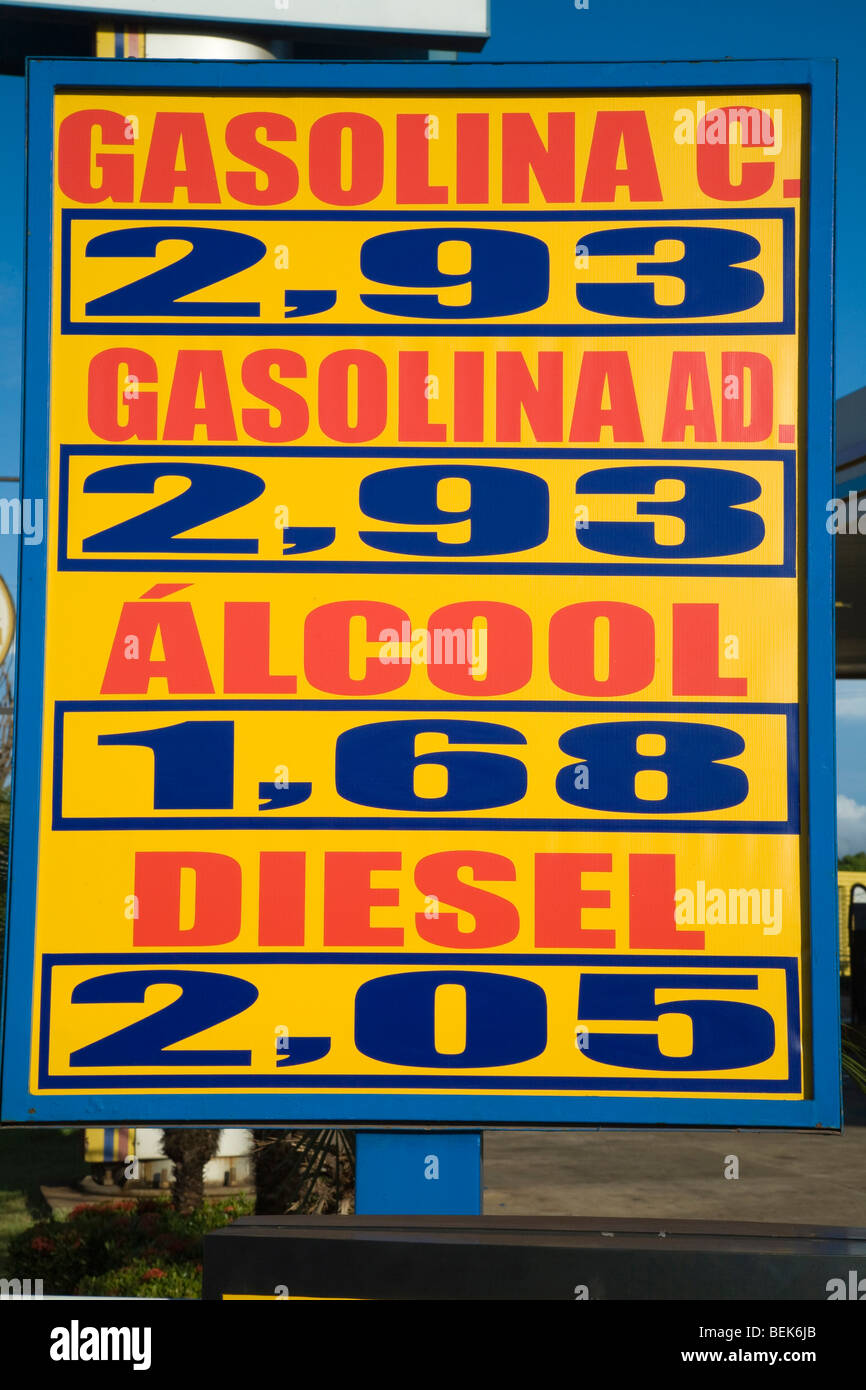 Fuel price list for diesel, ethanol, compressed natural gas and 'Gasoline C' which is gasoline