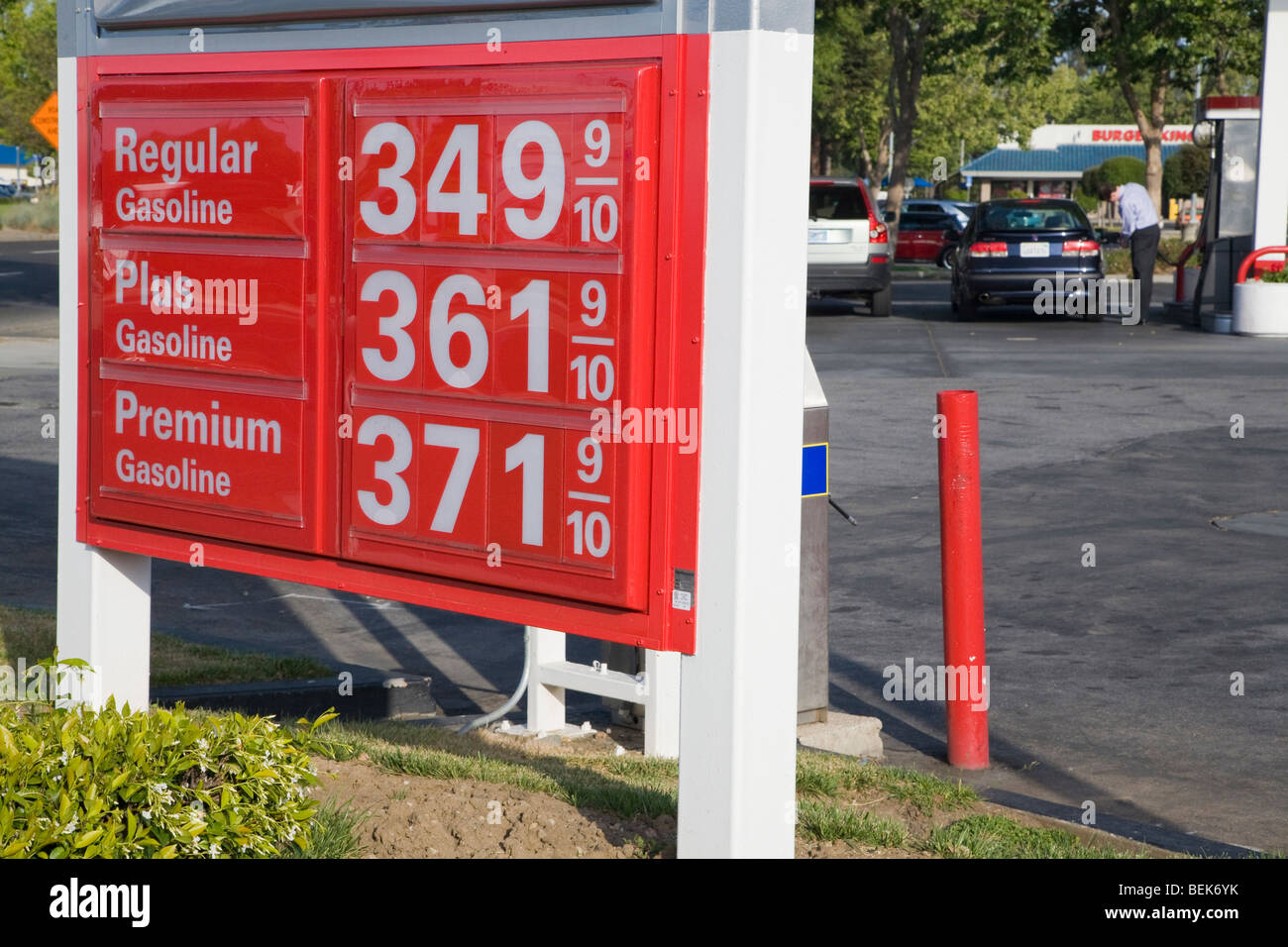 A gas price list at gas station in 2007. California, USA Stock Photo