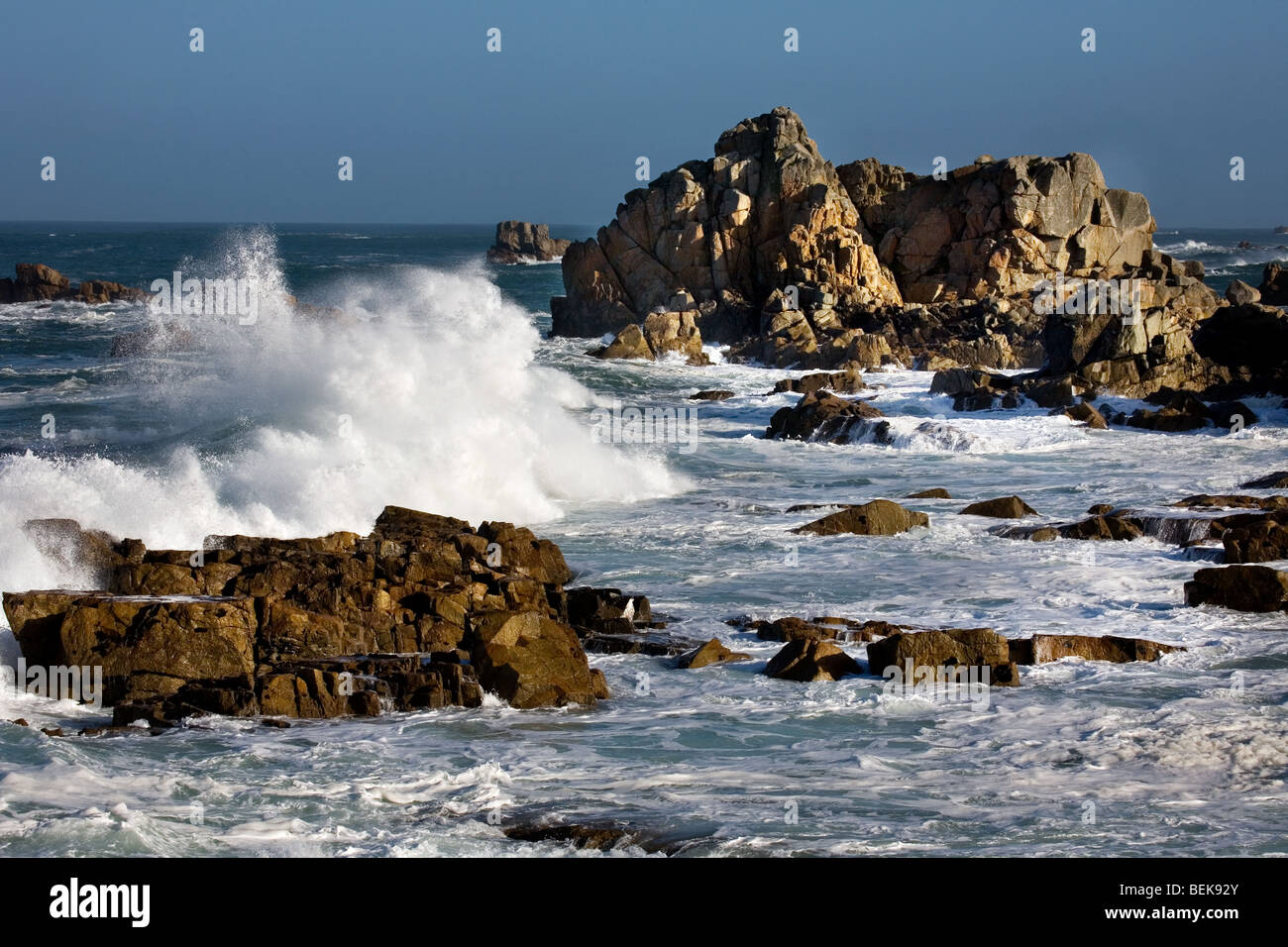 The coast in winter at Le Gouffre, Brittany, France Stock Photo
