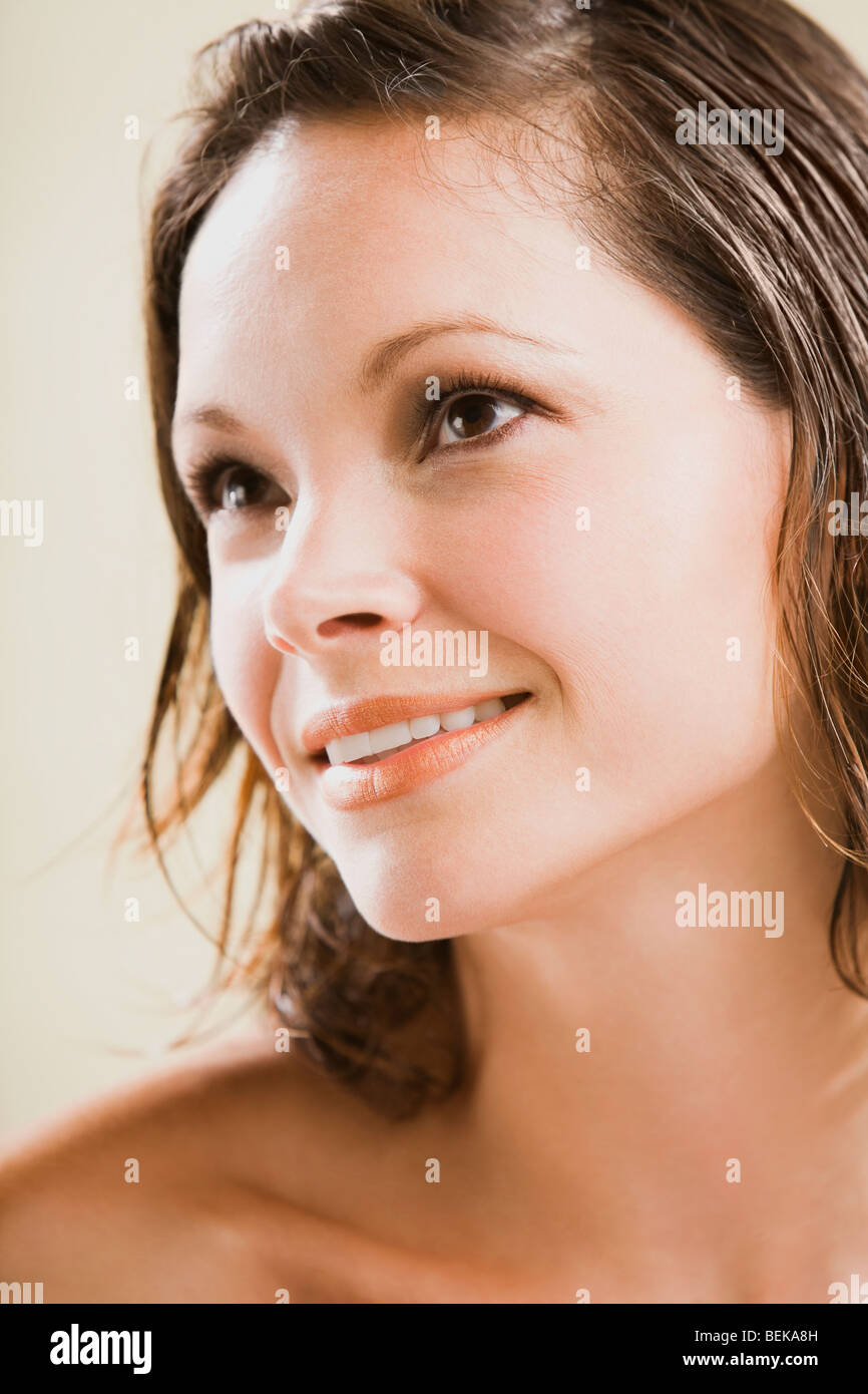 Close-up of a woman smiling Stock Photo