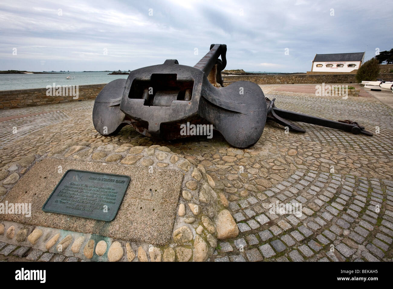 Anchor of the Amoco Cadiz oil tanker, wrecked in March 1978 at Portsall, Brittany, France Stock Photo