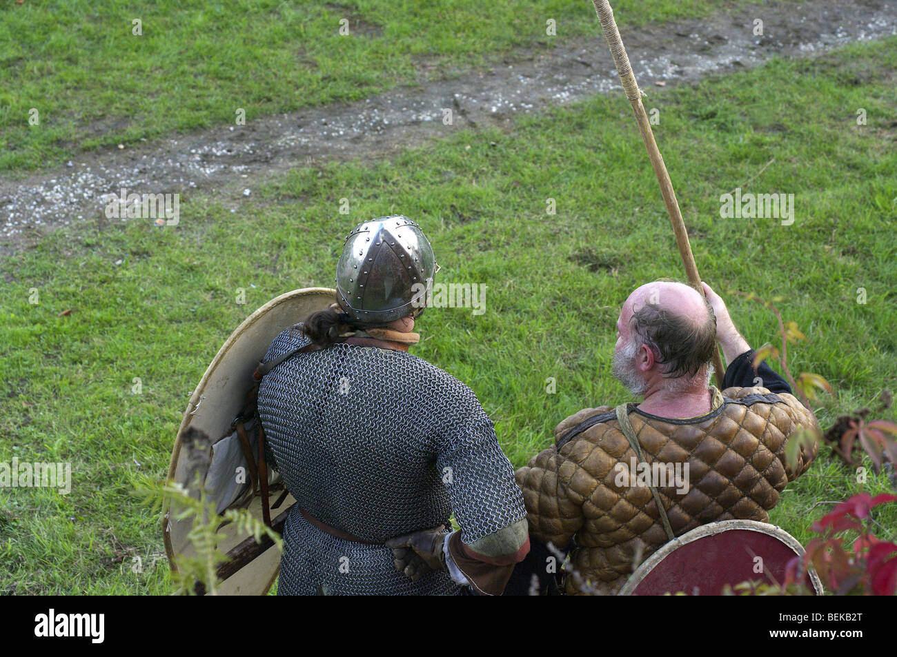 Two Viking soldiers at reenactment in Tiel in the Netherlands Stock