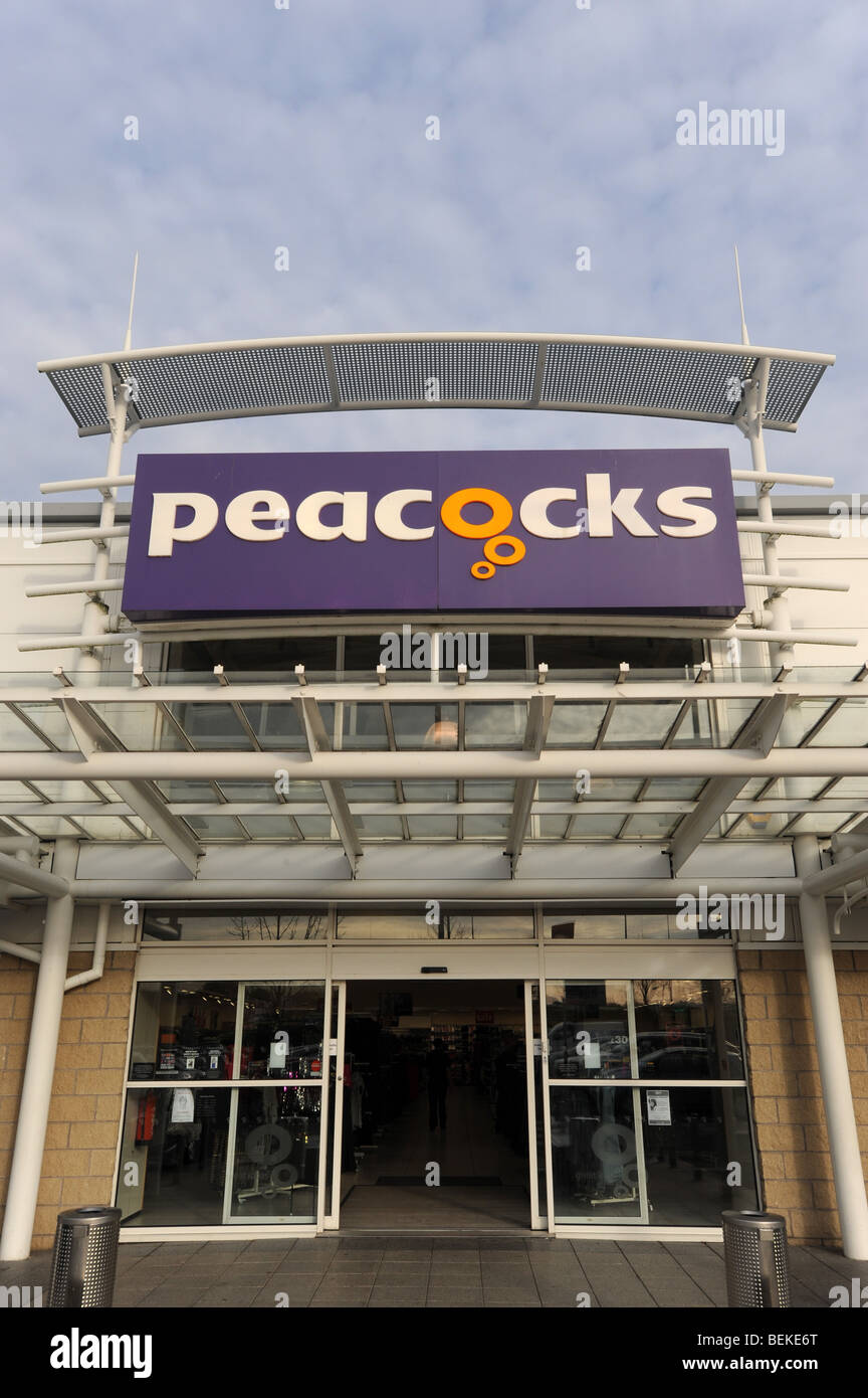 Peacocks store sign and logo England Uk Stock Photo