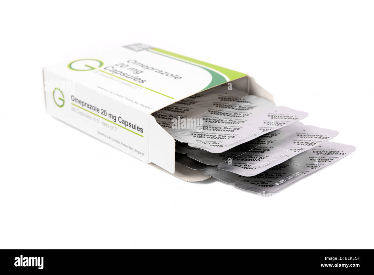Box and blister packs of Omeprazole Gastro-Resistant Capsules used to ...