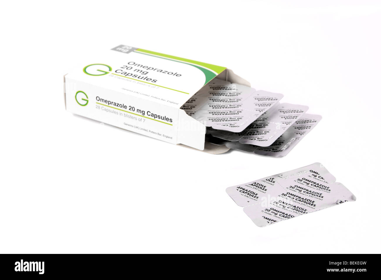 Box and blister packs of Omeprazole Gastro-Resistant Capsules used to ...