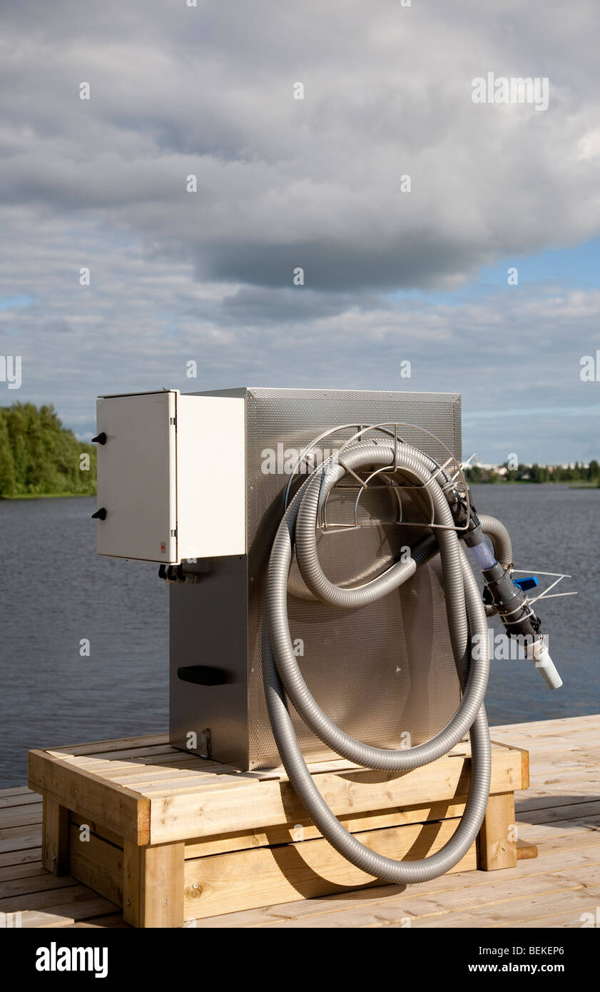 Boat septic tank emptying service , Finland Stock Photo