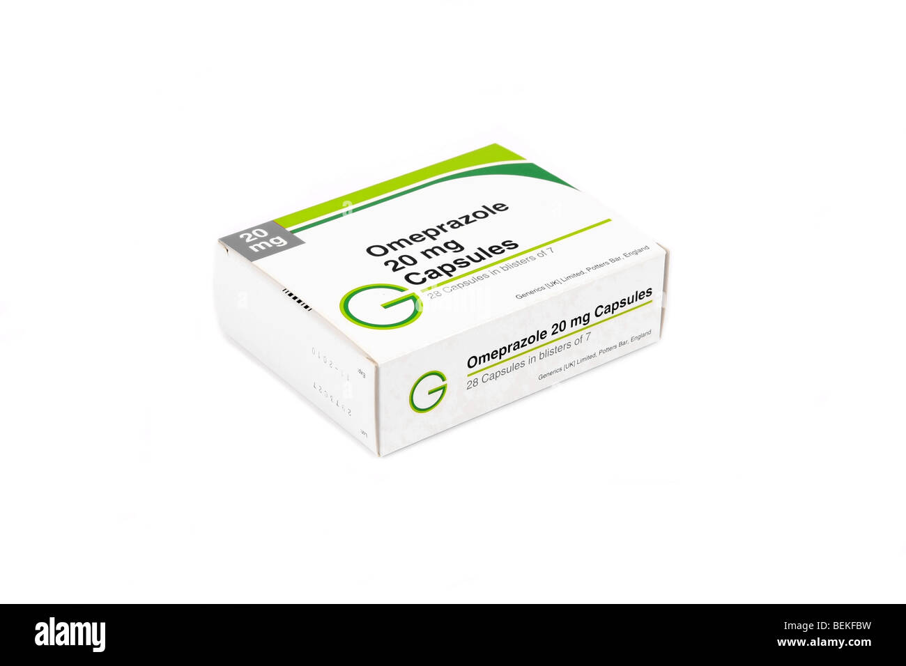 Box of Omeprazole Gastro-Resistant Capsules used to treat Ulcers Stock Photo