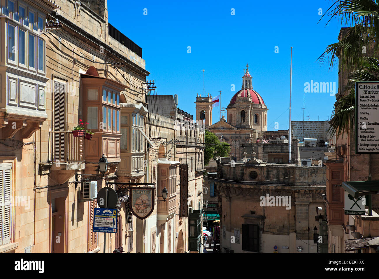Victoria Old Town with St George's Basilica, Gozo, Malta Stock Photo