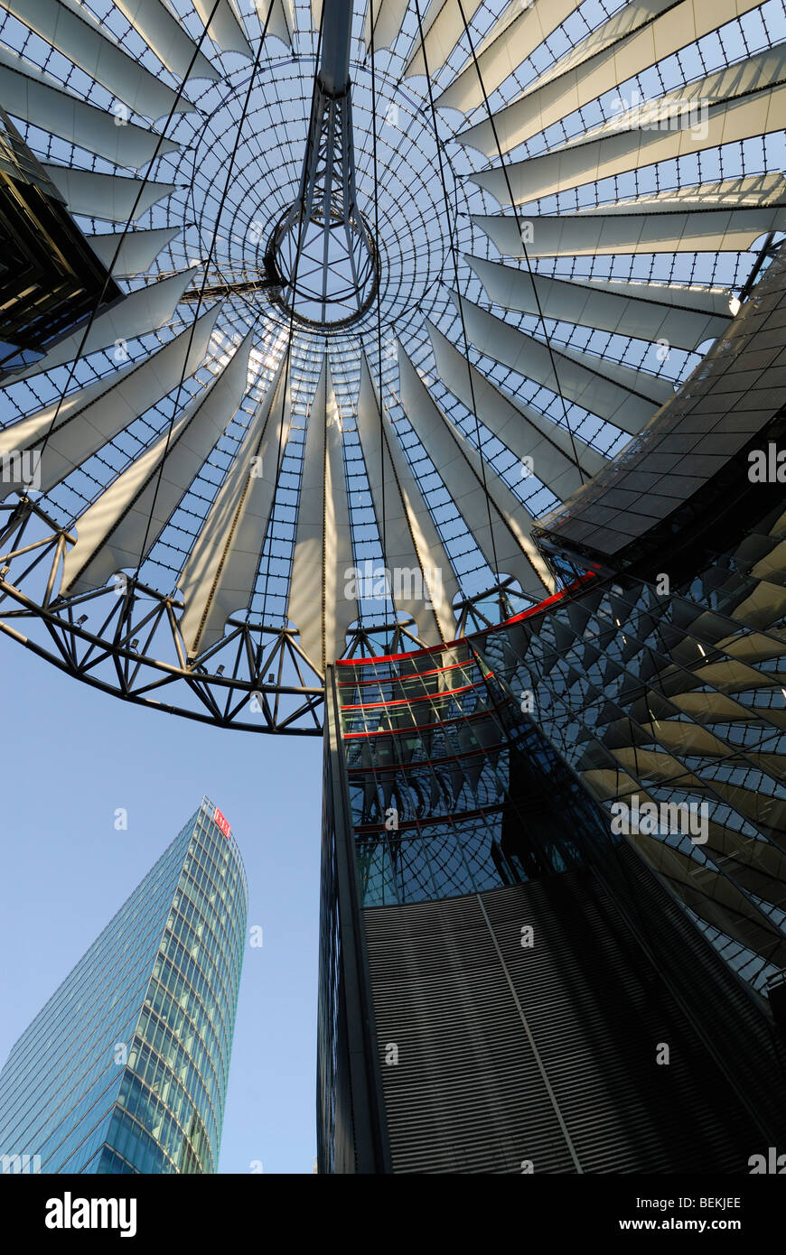 Berlin. Germany. Atrium of the Sony Centre Potsdamer Platz. Stock Photo