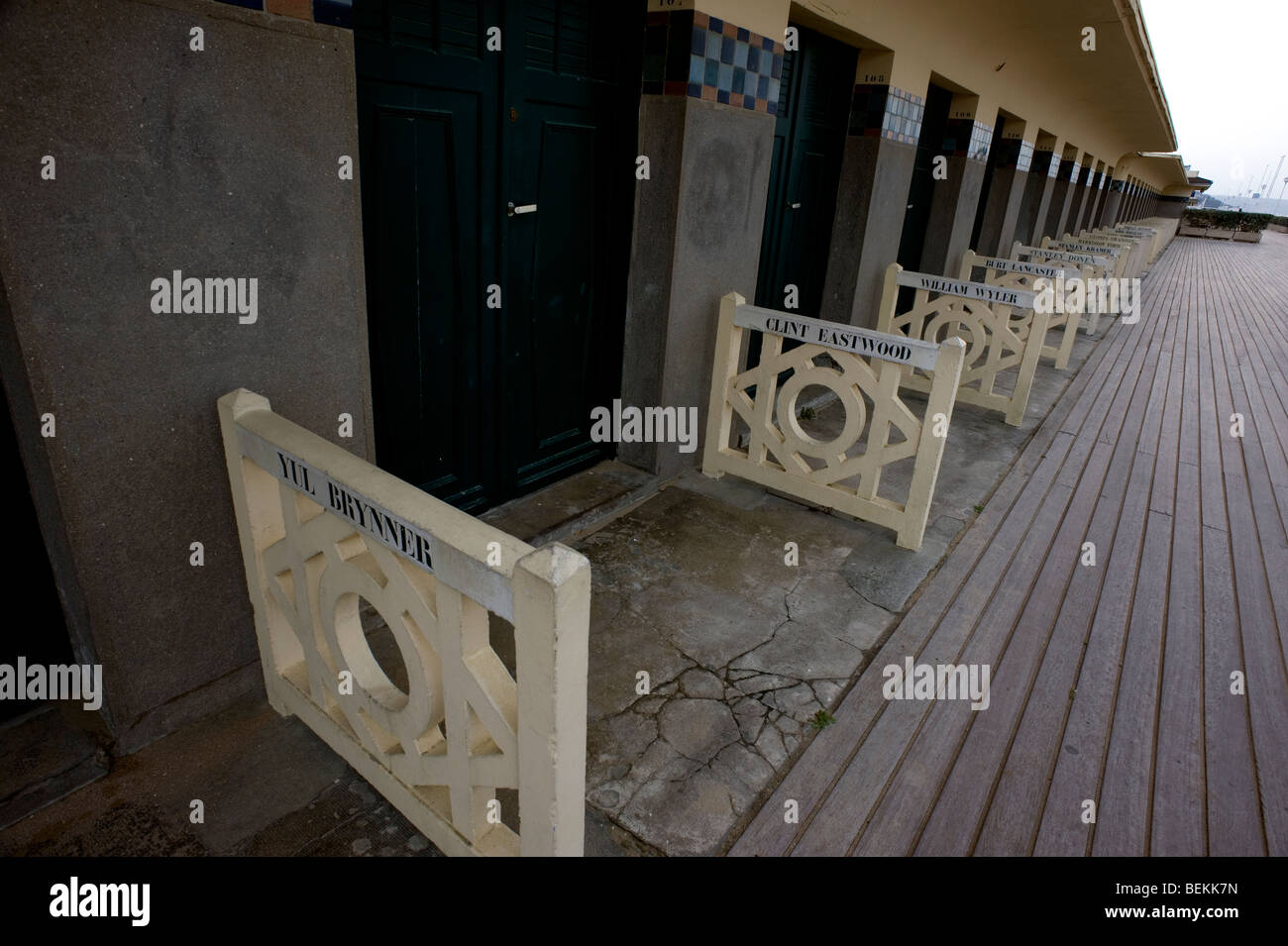 Deauville The Boardwalk With Film Star Names On The Cabins Stock