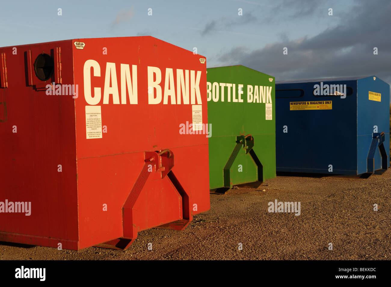 Large nondomestic recycling bins and containers for business and industry waste ready to be
