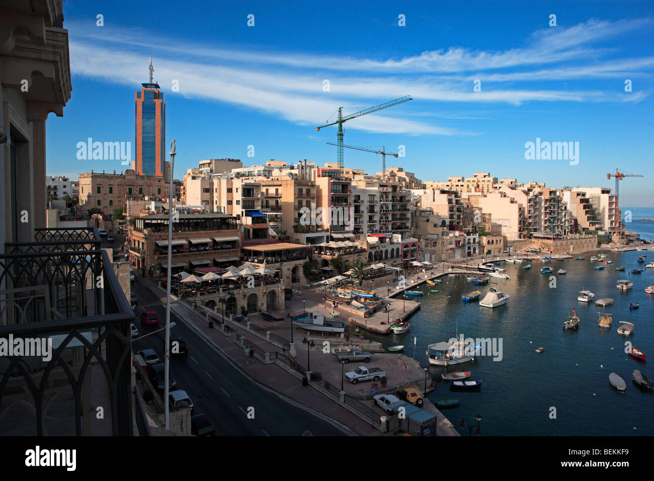 Overview St Julian's, Spinola Bay and Portomaso Tower, Malta Stock Photo