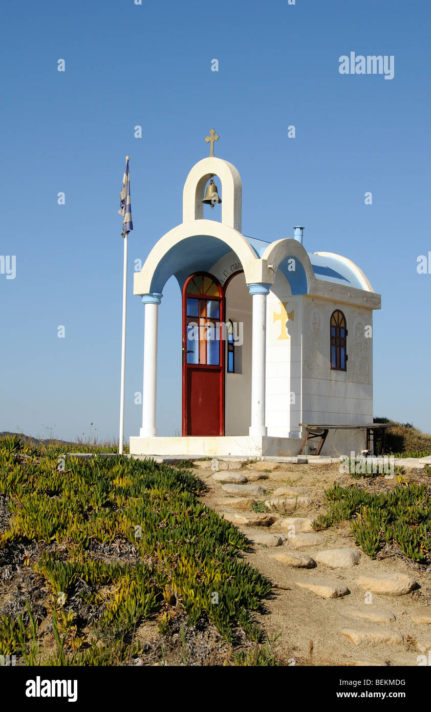 Religious Greek shrine at Sarti a beach resort on the Sithonia Peninsular northern Greece Stock Photo