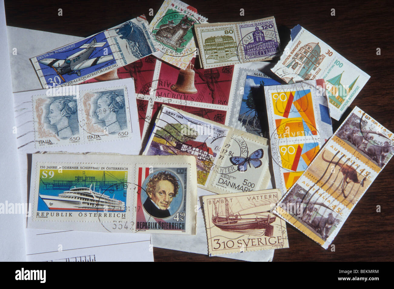 stamps from many countries Stock Photo