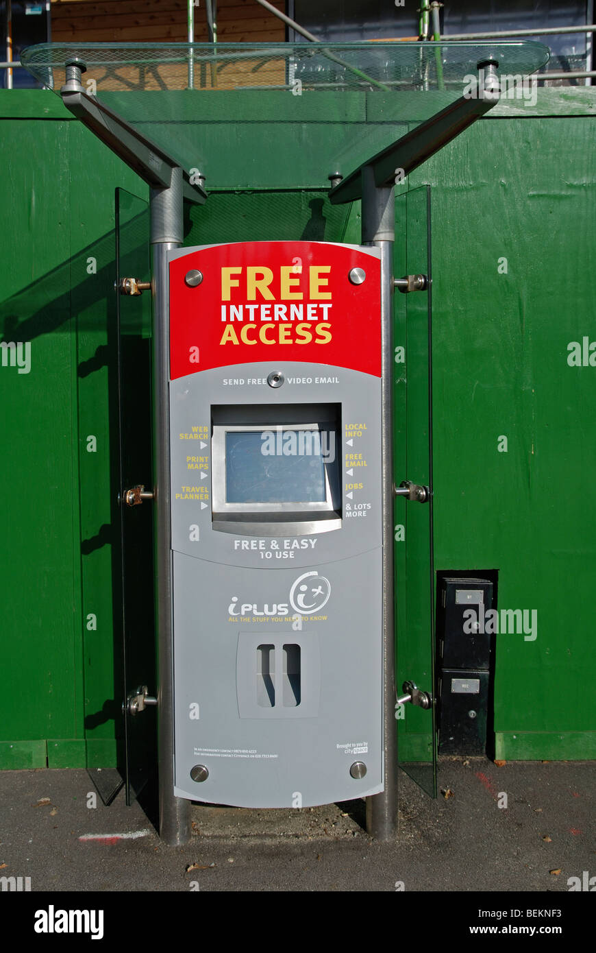 a free access internet machine in a street in redruth,cornwall,uk Stock Photo