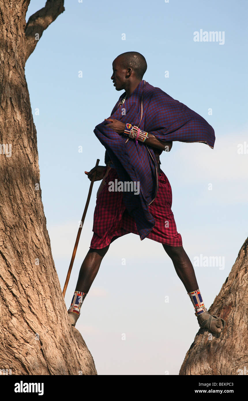 Masai man, Amboseli National Park, Kenya, East Africa. Stock Photo