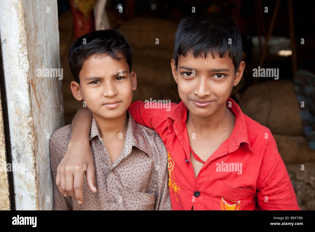 Two young boys in Dhaka Bangladesh Stock Photo