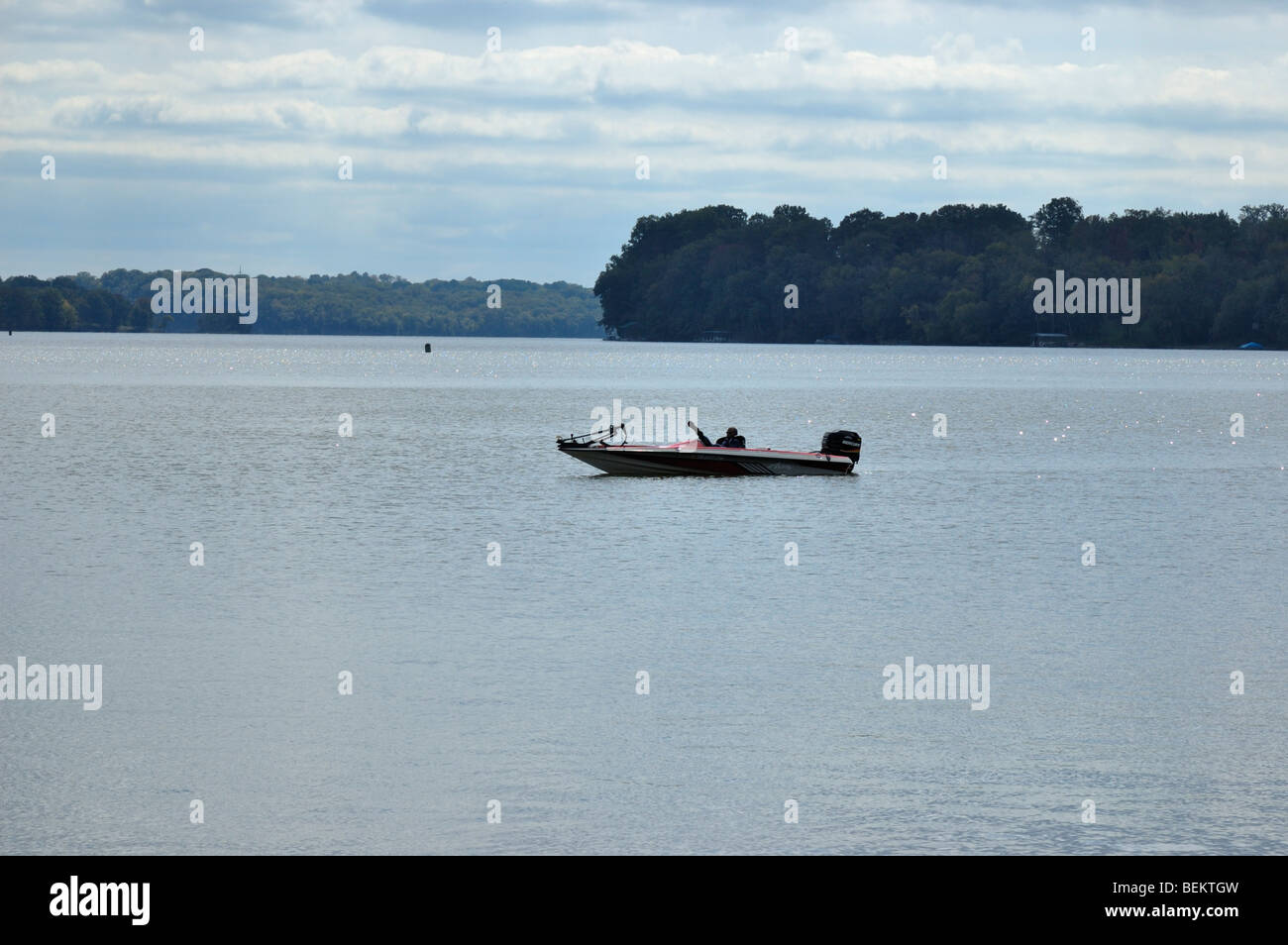 Boater on Old Hickory Lake near Nashville, Tennessee, USA Stock Photo