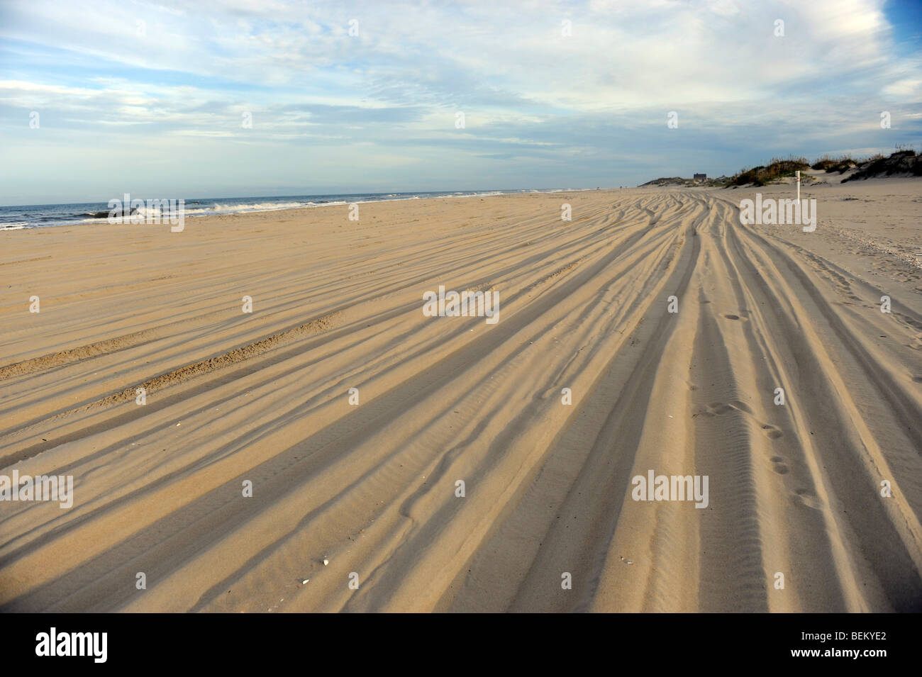 The empty Carova Beach in the Outer Banks section of the Outer Banks in North Carolina Stock Photo