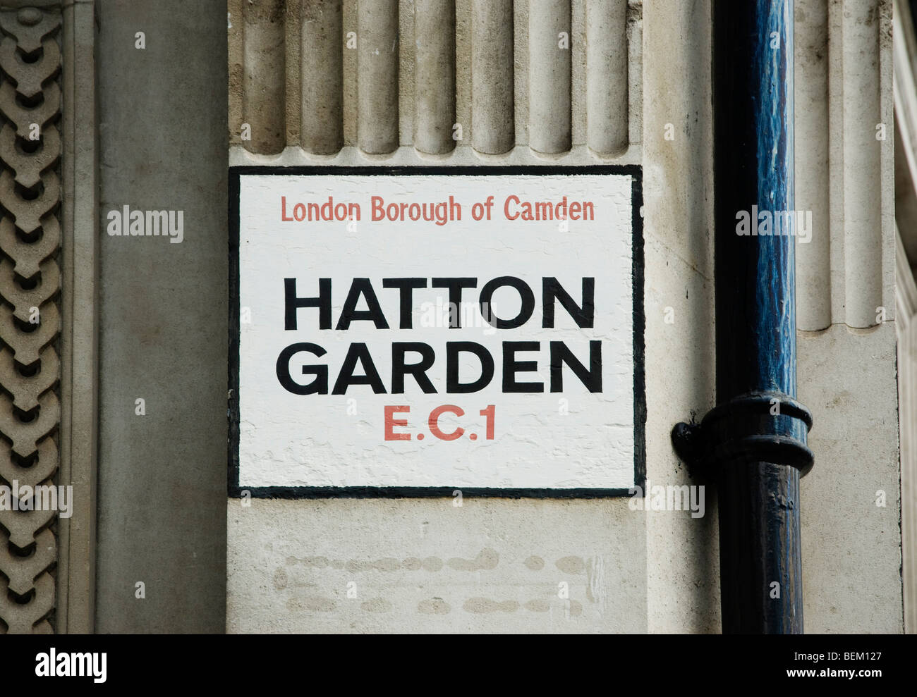 Hatton Garden street sign London Stock Photo - Alamy