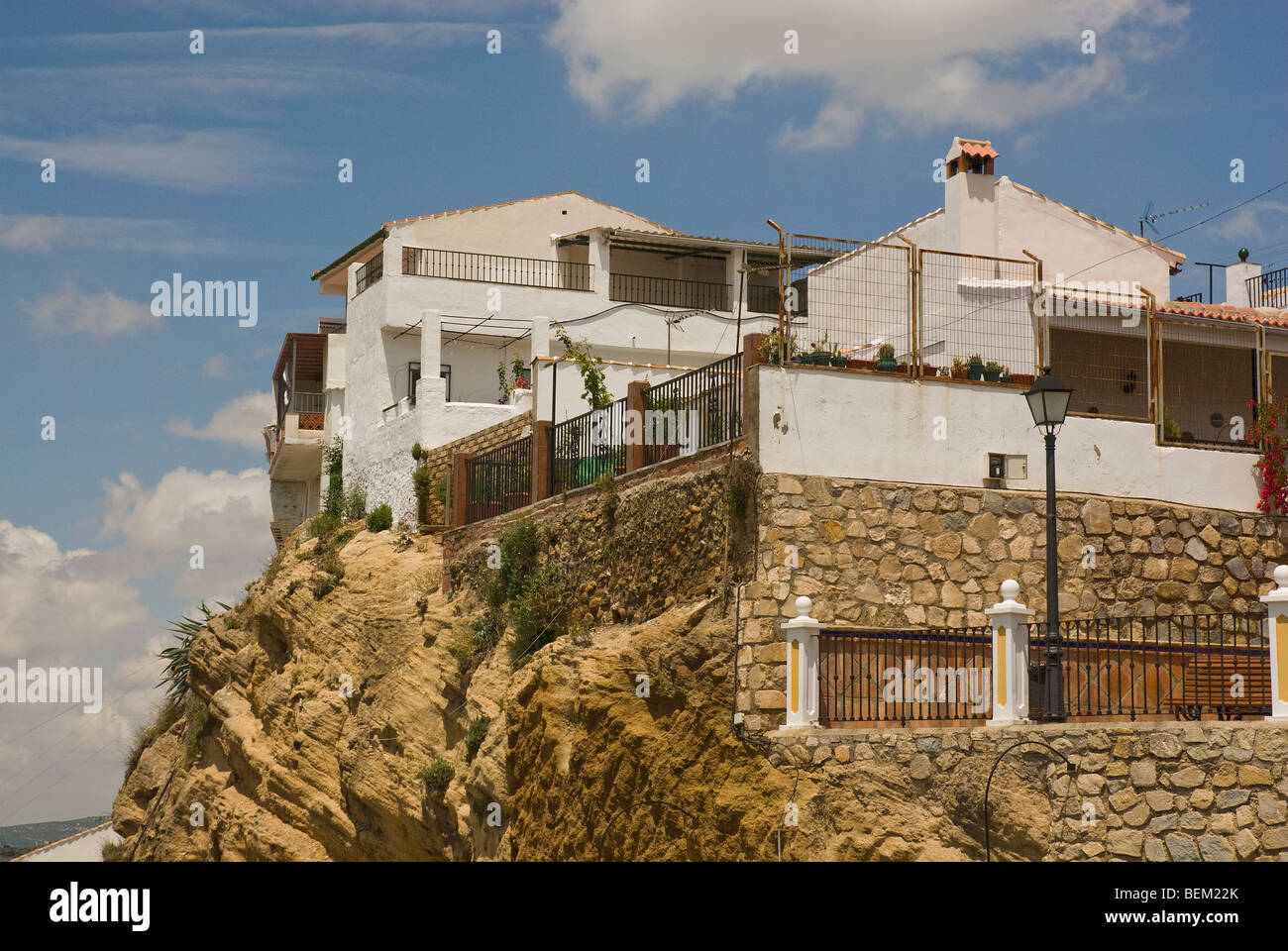 Cliff top house in Iznajar, Spain Stock Photo