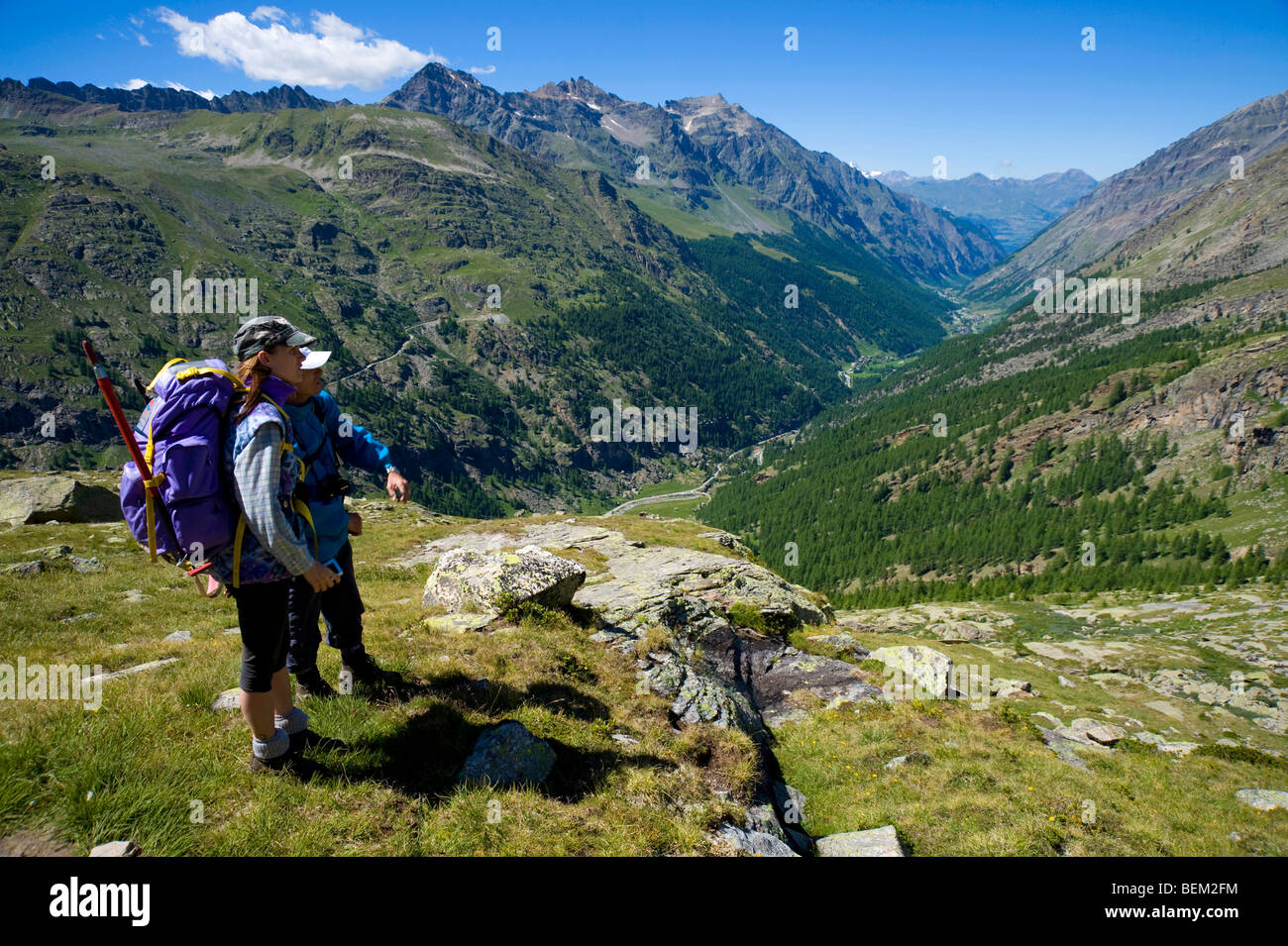 trekking, Gran Paradiso national Park, Valsavarenche, Valle d'Aosta, Italy  Stock Photo - Alamy