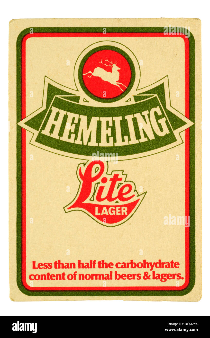 hemeling lite lager less than half the carbohydrate content of normal beers & lagers Stock Photo