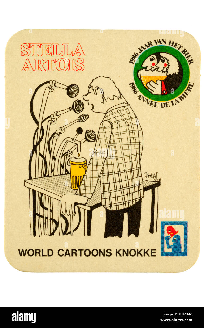 stella artois world cartoons knokke 1986 jaar van het bier 1986 anne de la biere Stock Photo