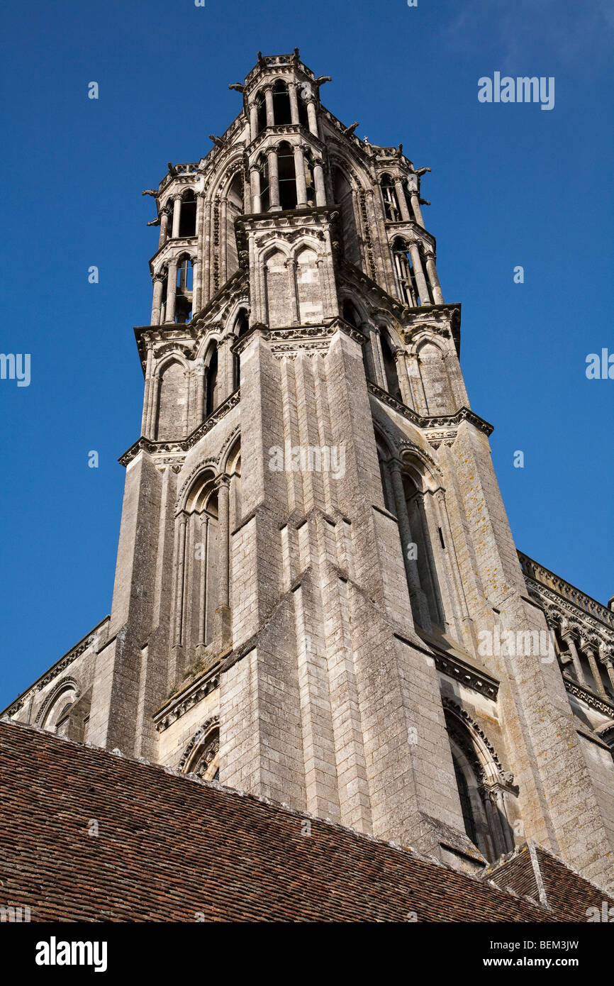 A tower of the cathedral of Notre Dame, Laon Stock Photo