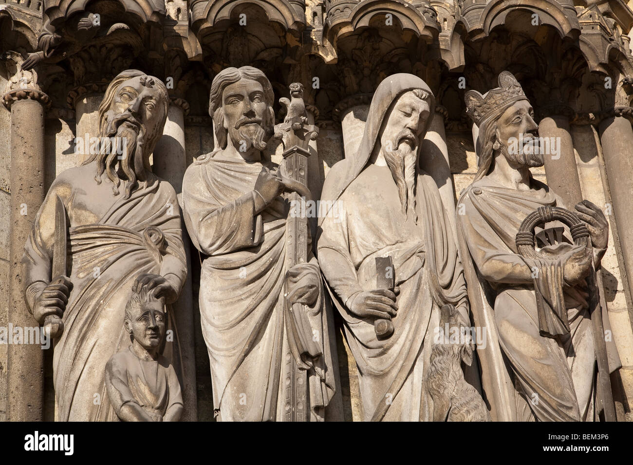 Statues, cathedral of Notre Dame, Laon Stock Photo