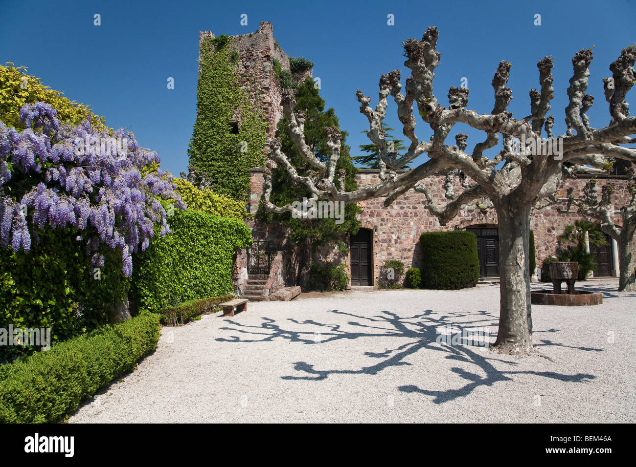 Courtyard, Chateau Napoule, Provence Stock Photo
