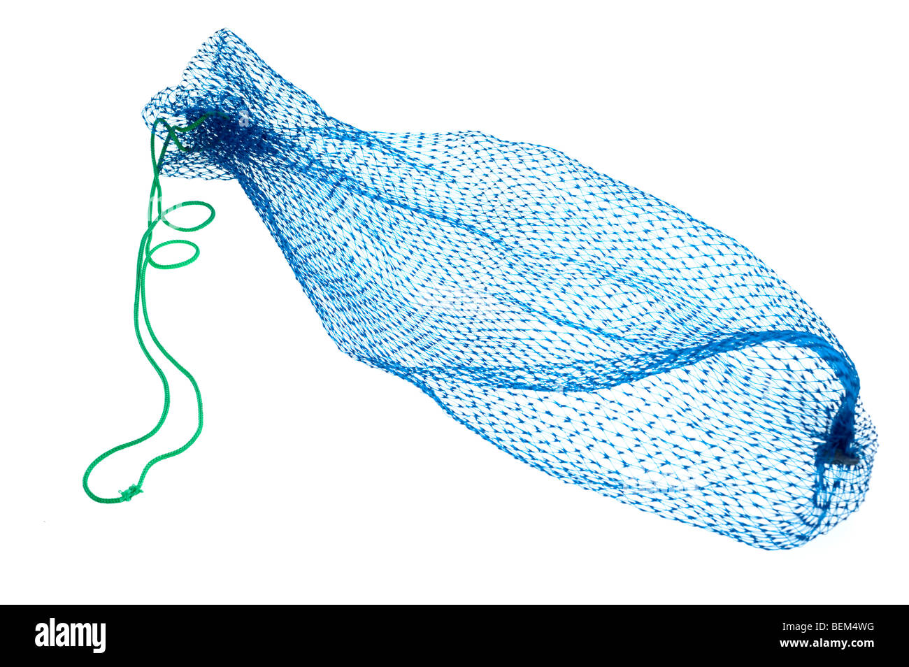 Blue nylon mesh net bag Stock Photo