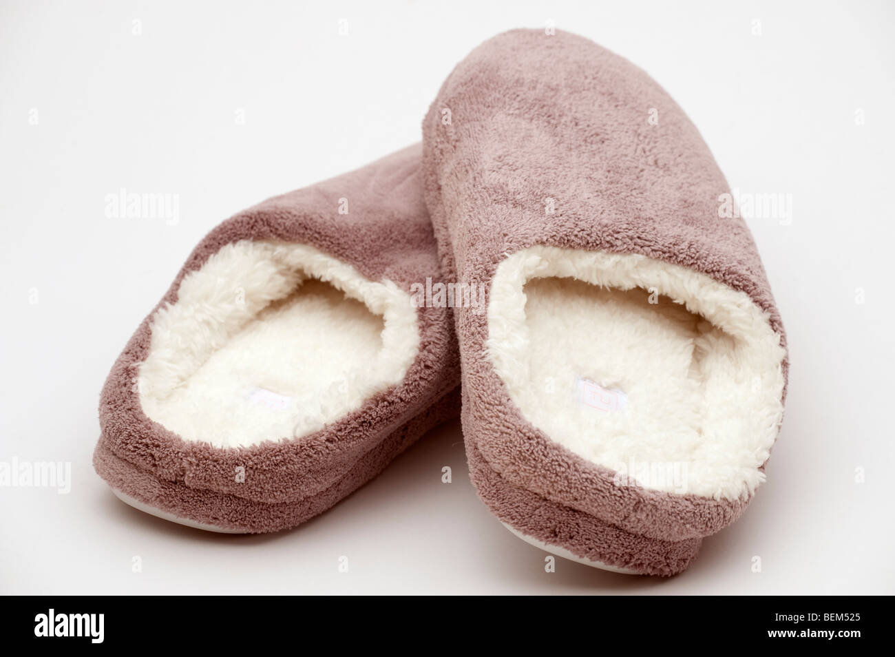 Pair of brown  womans slippers Stock Photo