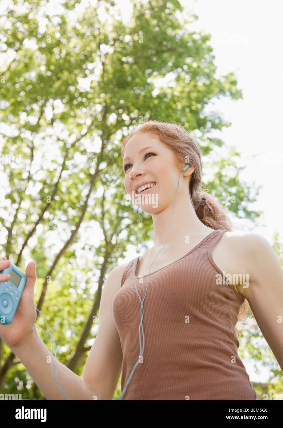 Woman with MP3 Stock Photo