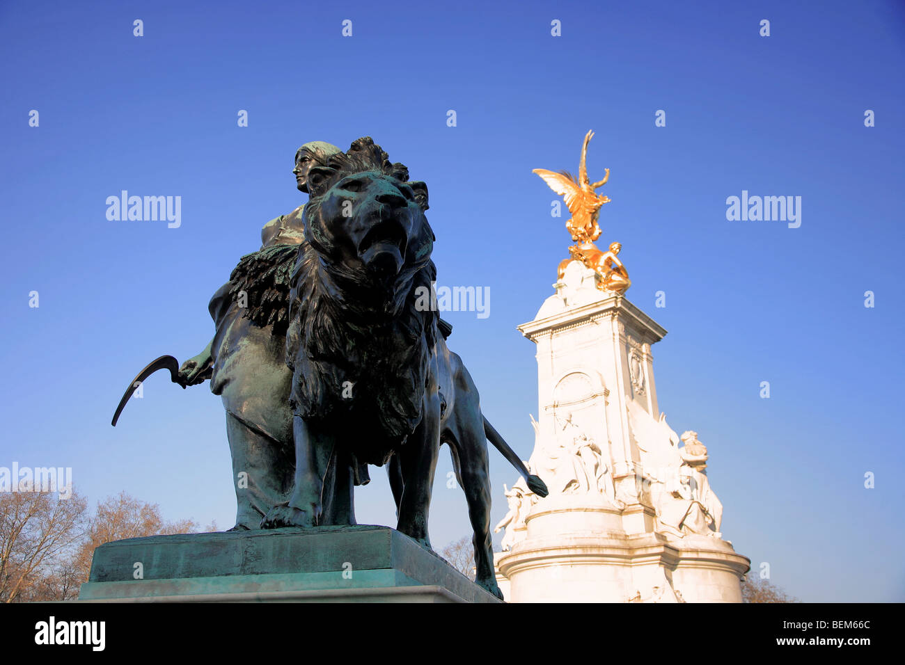 Gold Statue on Victoria Memorial Outside Queens Residence Buckingham