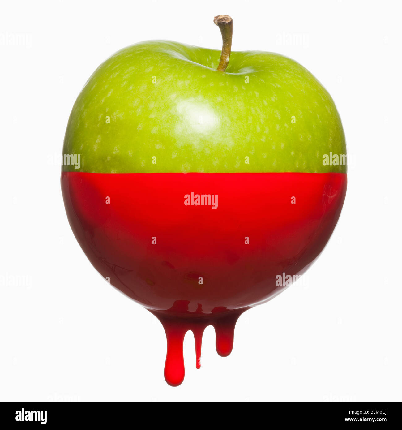 Apple dripping with color Stock Photo