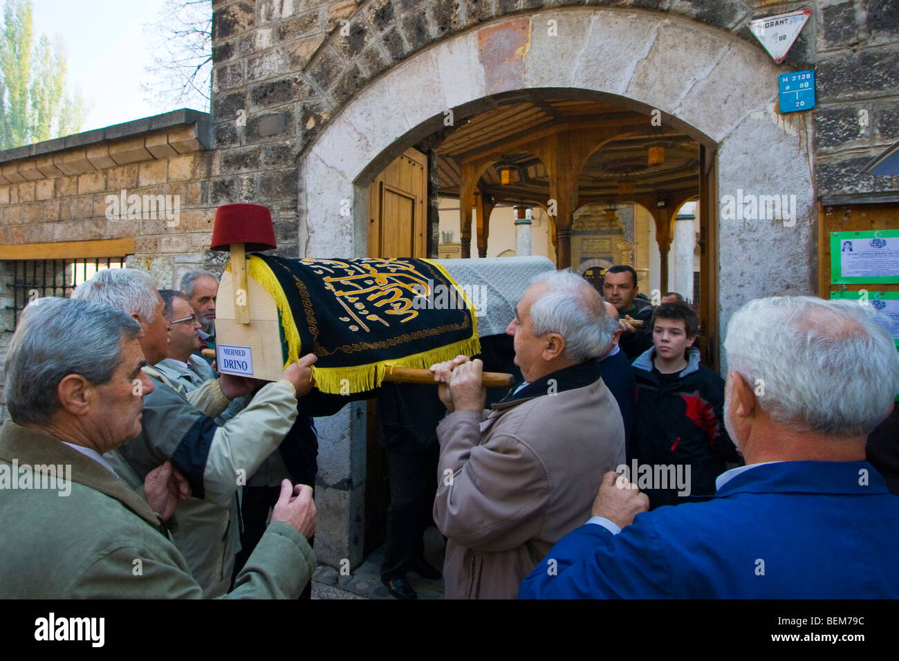 Muslim Funeral at Gazi Husrevbey or Beys Mosque in Sarajevo Bosnia ...