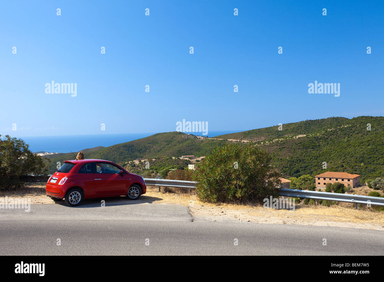 Sardinia car tour with Fiat 500. Panoramic views across the Sardinia