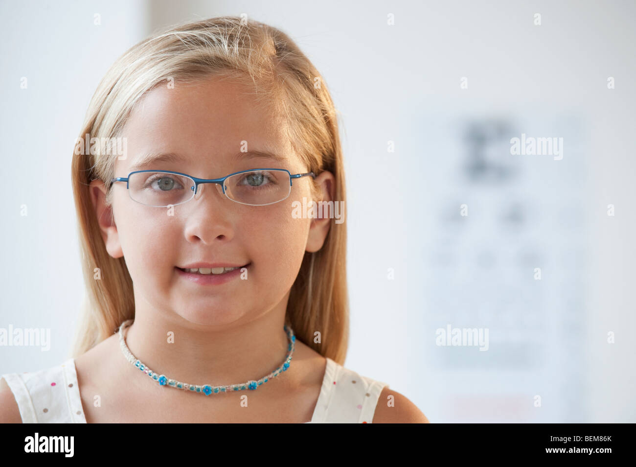 Child at eye doctor Stock Photo