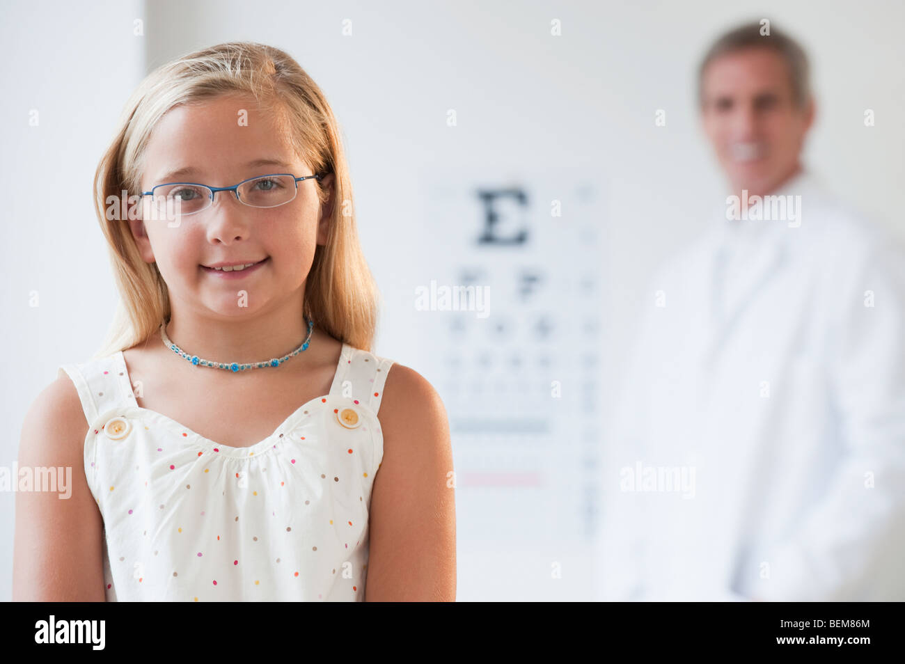 Child at eye doctor Stock Photo