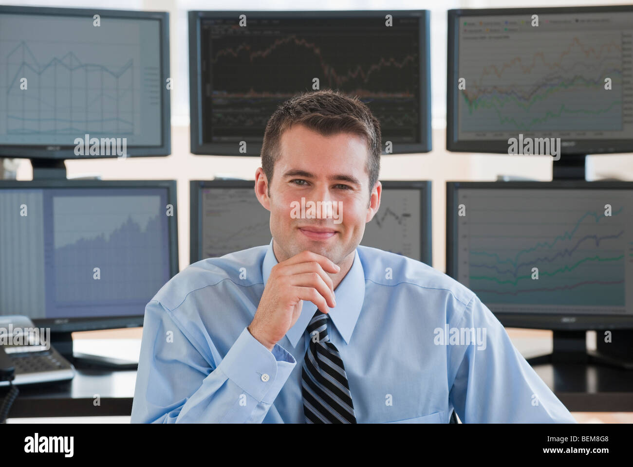 Male trader at work Stock Photo