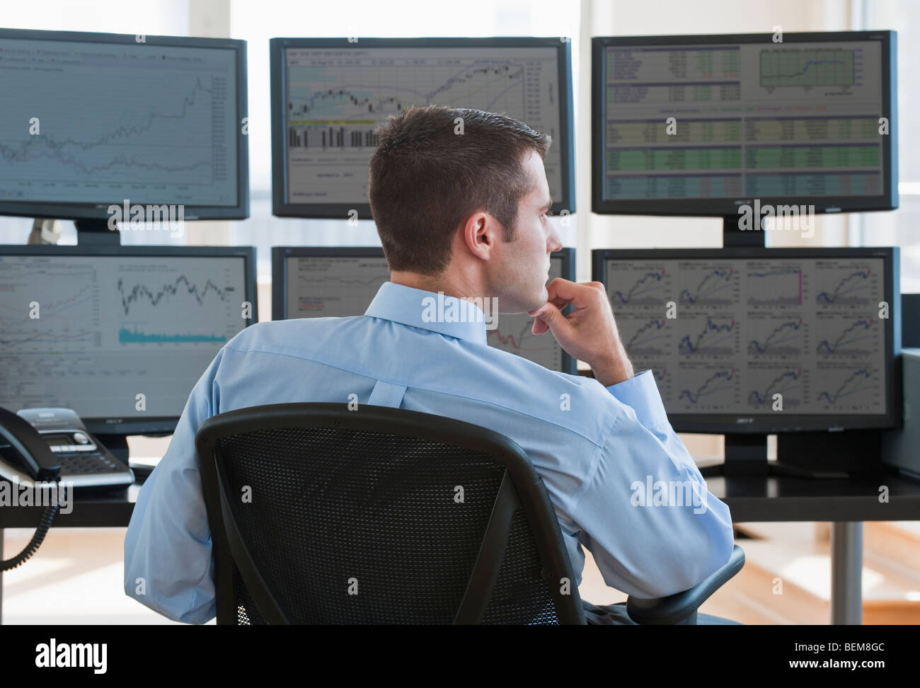 Male trader at work Stock Photo