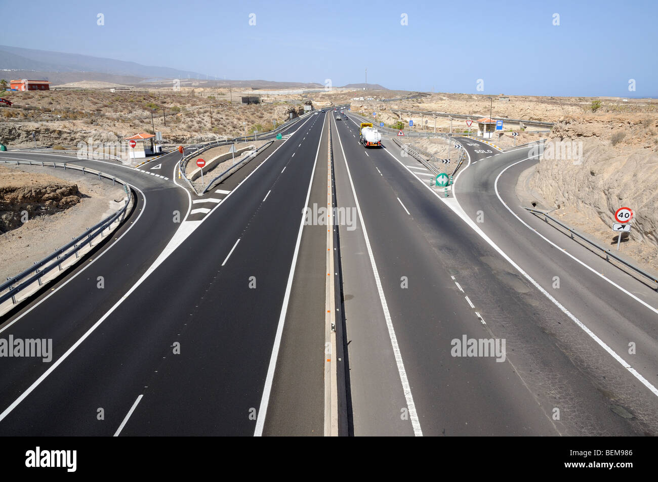 Autopista TF1. Highway on Canary Island Tenerife, Spain Stock Photo