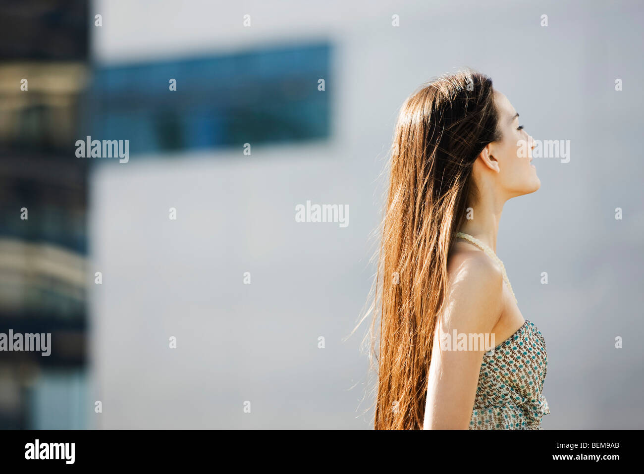 Woman long hair outdoors in hi-res stock photography and images - Alamy