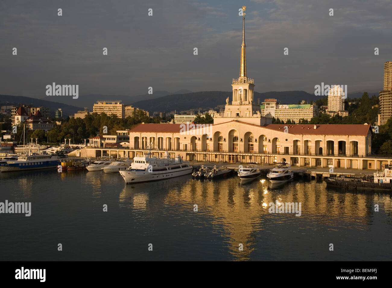 Russia Caucasus Sochi harbour terminal Stock Photo