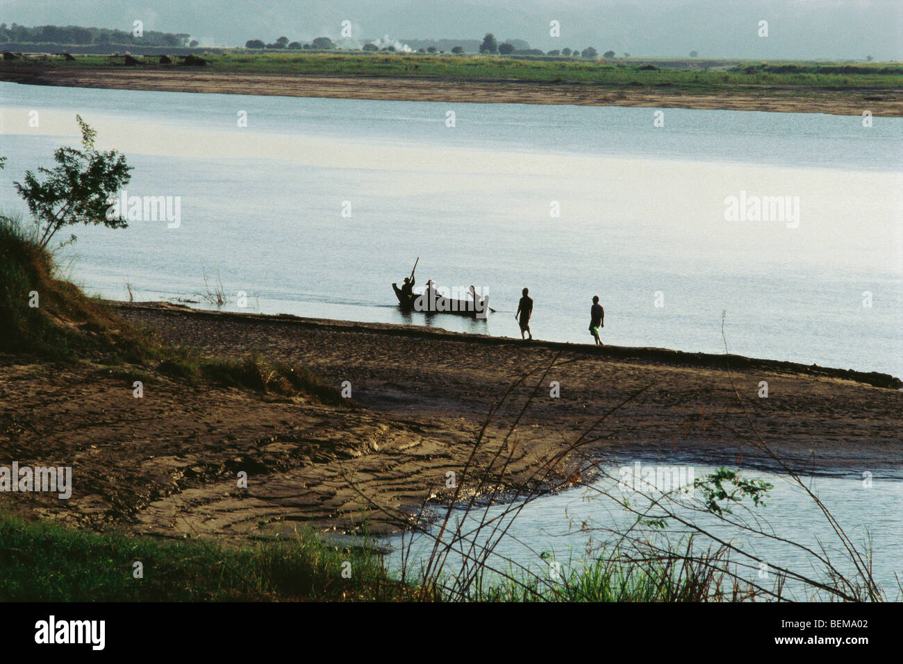 Myanmar (Burma), landscape with fishermen and canoe Stock Photo - Alamy