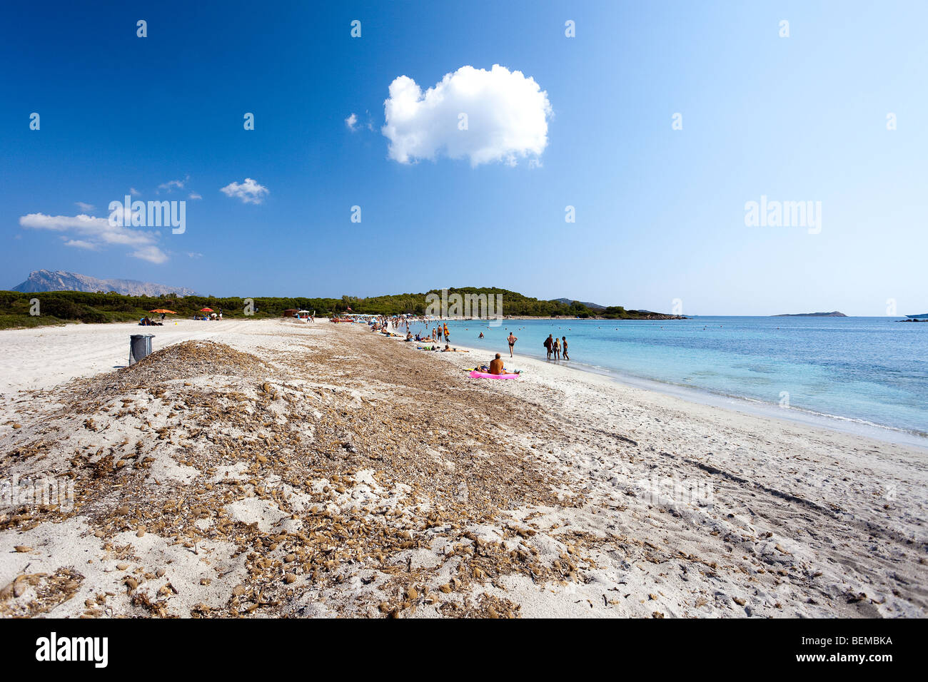 Cala Lu Impostu Beach. North east Sardinia, families at beach. Stock Photo