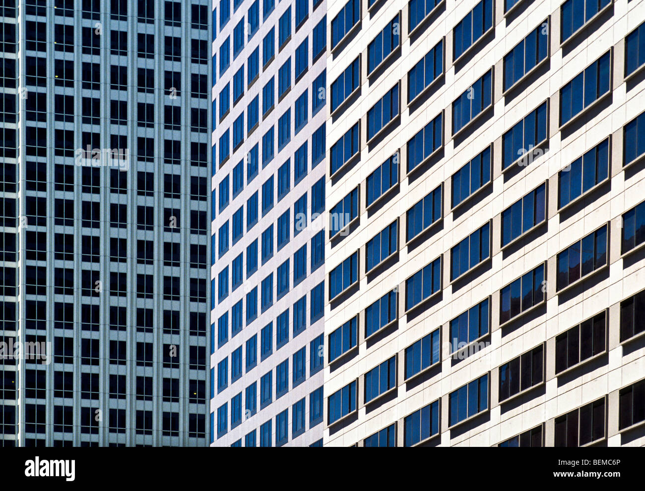 Architectural detail of office buildings, Los Angeles, California Stock