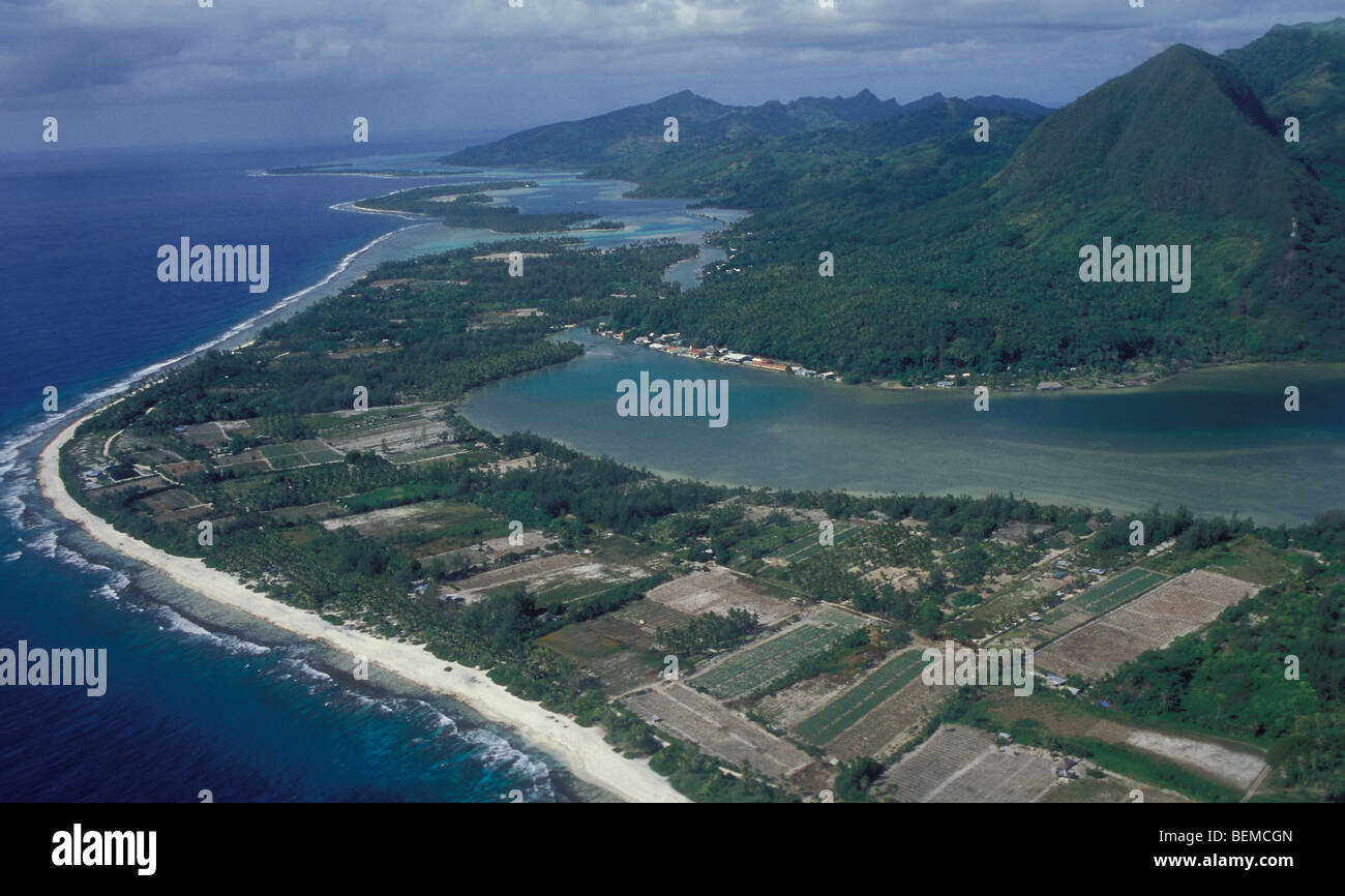 Aerial photo of Raiatea in turquoise South Pacific. French Polynesia. Stock Photo